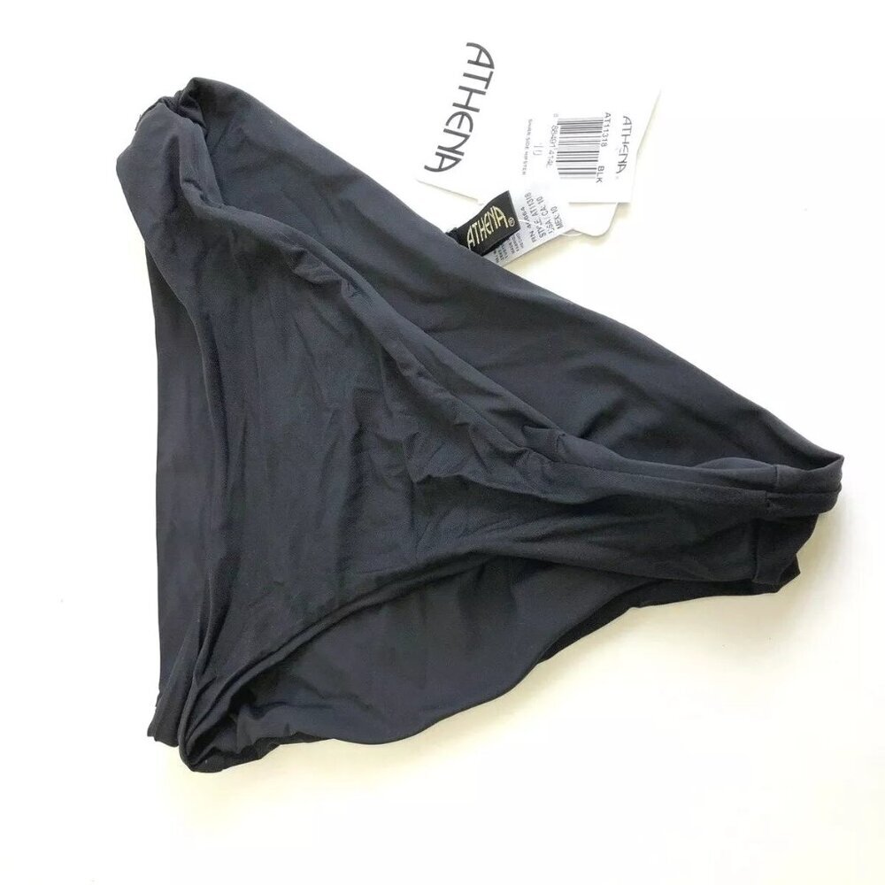 Athena Hey There Stud Shirr Hipster Bikini Bottom Black Size 10